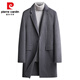 皮尔卡丹（pierre cardin）秋冬羽绒内胆双面呢羊毛大衣男中长款毛呢外套黑色高级感大码冬装 WX1910黑色 210/7XL 建议235斤左右 尺码偏小