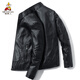 Vogelscheuche (mexikanische) Lederjacke Herren Frühling, Herbst und Winter Neue lässige trendige Marke sowie Fleece Motorcycle Leder Jacke Hellaussehende Herrenkleidung 9923# Black M 95-110Jin [Jin ist gleich 0,5 kg]