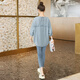 
Cypress Loose Bat Shirt Women's 2025 Autumn New Round Neck Pullover Wood Earrings Mid-Sleeve Shirt