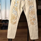 Yandian 2024 Spring and Autumn Yunteng Jeans Men's Trendy Brand Personality Big M Embroidery Print Casual Slim Straight Internet Celebrity Pants Pidi-9227 Picture Color 30