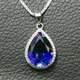 Menbin drop-shaped tanzanite sapphire pendant princess women's tanzanite necklace colorful treasure 925 sterling silver plated with 18K gold inlay white gold (12X16) with chain