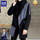Romon's new trendy cashmere tweed coat men's jacket winter medium-length large-size windbreaker jacket men's wool coat 8888M black hat-thickened cotton 8XL 235-255Jin[Jin equals 0.5 kg]