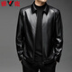 Yalu leather jacket men's spring and autumn business casual lapel solid color jacket young and middle-aged men's dad wear comfortable jacket top