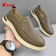 Spider King Fashion Casual Shoes Men's Spring Slip-On Leather Shoes Comfortable Business Commuting Dad Shoes Khaki 41