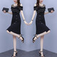 WeiLuoXuan (WeiLuoXuan) 2025 summer new dress for women with ruffle off-shoulder mesh splicing fashionable light luxury temperament covering belly 6231 picture color L Recommended 98-115Jin [Jin equals 0.5 kg]