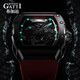 Bugatti (bonest gatti) regarder les hommes allemand entièrement automatique creux mécanique montre mécanique lumineuse vitière vide de baril pour hommes cadeaux pour le petit ami 9901 bugatti phantom speed flame rouge