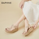 Daphne (DAPHNE) sandals for women's summer high heels summer new single shoes heels thick sole sponge cake student rhinestone fairy style elastic band gold 37 (235mm)