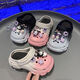 Qisiman Kinderschuhe für Mädchen Gradientenloch Schuhe Sommer 2024 Kulomi Girls Beach Bag Sandalen Nicht rutschende Eltern-Kind-Upgrade Weiß Pink 30 innere Länge 195 cm