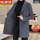 Hengyuanxiang Cubo de lana de lana de longitud a mitad de longitud para hombres Autumn and Winter Coat Men's Wool Wool Collar Tweed de doble cara LY23088 Negro (doble pecho) (Tweed M (95-105Jin [Jin equivale a 0.5 kg])