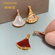 Lai Dai gold 18K gold mini skirt pendant au750 color gold rose gold gold clavicle diamond set chain Chinese Valentine's Day gift 18K gold gold color (single pendant) 16MM red agate
