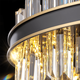 Prism light luxury crystal lamp postmodern atmospheric living room chandelier black iron circle dining room lamp hanging line model 9732-800*370X