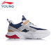 Li Ning Children's Flagship Store Children's Shoes Children's Sports Shoes Men's Sports Lifestyle Series Sports Casual Shoes YKCQ102-3 Standard White/Navy Blue 35