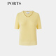 Ports baozi printemps et été de couleurs solides de nouveau femme à demi-sweat en tricot à manches lp8k723uke015 Dawn Yellow XS