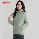 YAYA Tong Liya's same style thin down jacket for women new autumn and winter casual short hooded lightweight Korean style rib jacket off-white L