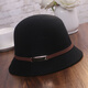 JIASHENGXI hat women's autumn and winter Korean style woolen hat casual versatile fisherman hat British retro belt bowler hat black M (56-58cm)