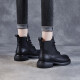 KI-Top-Layer-Cowide Kurzstiefel für Frauen 2024 Winter neuer Stiefel mit Martinstiefeln und Velvet-Baumwollschuhen echte Leder-Leder-Lederschuhe schwarz [hinzugefügte Velvet] Wzzm23339 38