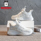 Zapatos para niños de Babudou Zapatos blancos para niños 2025 Autumn New Mesh Niñas transpirables zapatos casuales viejos zapatos deportivos de suela suave Pearl White 13547 (red doble) 33 Longitud interna 21.4 cm