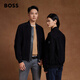 BOSS suede sheepskin HUGO BOSS men's autumn 2024 new retro style bomber leather jacket leather jacket 001-black 46