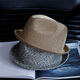 Tochino summer young and middle-aged large size men's straw hat breathable sun protection short brim casual jazz hat women's trendy top hat British khaki regular size M (55-57.5CM)