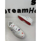 
European Station CL2024 new rivet red sole shoes personalized canvas ripped starry sky small white shoes versatile casual board shoes 9913 white leather 40