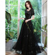 
Seidler high-end evening dress women's banquet temperament 2025 new strapless fairy style student long style host light luxury niche black L