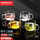 KAMJOVE glass tea cup set office tea cup water cup flower tea cup small cup with handle heat-resistant glass tea cup 4 small cups K-105 80ml