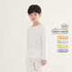 Red bean children's pure cotton home clothing set for men and women middle-aged children long-sleeved mesh spring and summer pajamas teenager mesh air conditioning suit 3271 (cactus) 120