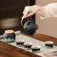 Bo Na Ling tea set complete teacup teapot cover and bowl set Qingshan black ceramic tea cup company gift birthday gift souvenir Qianli Jiangshan gift box Qingshan black pottery 1 piece