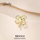 Qlady four-leaf clover anti-exposure buckle brooch high-end women's corsage brooch silk scarf niche accessories collar pin birthday gift