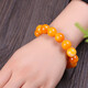 Holy glass is similar to natural chicken fat, yellow old beeswax bracelet, large amber Buddha bead bracelet for men and women, floating in salt water and fluorescent, bead diameter 16mm, 14 beads