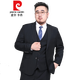 皮尔卡丹（pierre cardin）春秋大码胖人西装马甲男士西.服休闲职业正装韩加大背心马夹针织 浅灰色 3XL