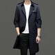 NOSSKISS international high-end men's brand windbreaker men's autumn and winter lapel workwear business casual long over-the-knee drop coat navy blue 3XL 190