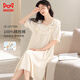 
Cat man [anti-mites and antibacterial pure cotton] women's pajamas nightgown women summer French sweet lace princess style beige L