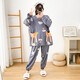 Shihua Lane 200 Jin [Jin entspricht 0,5 kg] Fettes Mädchen großer Größe Pyjamas Frauen Langarm Cartoon Set Lose Home-Kleidung, die Sie außerhalb des Herbstes tragen können Fett MM 6169 Grau 4xl 130-180 Jin [Jin gleich 0,5 kg]