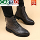 Cartelo Martin Boots Herren koreanische Stil Trendy Inner High-Rise-Stiefel Britische Mode mit mittlerem Top Reißverschluss Lederstiefel Jugend High-Top Lederschuhe Schwarz (normaler Stil) 42