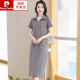 皮尔卡丹（pierre cardin）Polo领连衣裙纯棉女夏季翻领中长款宽松休闲大版显瘦时尚t恤裙子 粉色   9859款 5XL 160170斤
