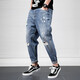 Zehn Kran zerrissene Jeans Männer losen Frühlings- und Sommer-Kumpel-Hosen-Männer abgerissene Bettlerhosen HARUN COW PANS Blue 30 (115-125jin [Jin gleich 0,5 kg]))