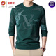 Hengyuanxiang summer ice silk long-sleeved T-shirt men's thin round neck 2024 new middle-aged men's base shirt T-shirt trendy men's clothing blue 6627 170/L
