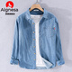 
AIGNESA denim shirt men's spring and autumn long-sleeved shirt casual light blue men's jacket pure cotton outer shirt Z723 blue (size, normal order) Regular L 110-120Jin [Jin equals 0.5 kg]