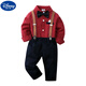 
Disney (Disney) children's suit handsome boys' dress British spring and summer shirt overalls flower boy's birthday suit summer suit, bow tie removable, crotch with snap button 90 feet (recommended height 80-85)