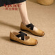 Agsdon Mary Jane Women's Shoes Ballet Shoes Square Toe Cross-Stretched Single Shoes with Skirt Women's Shoes 533091 Apricot Color 37