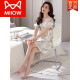 Catman (MIIOW) LUXE LUXE LUXE LUXE LUXE LUXEUR HEURNE DE TERME NOUVEAU MANGE DE NIGHTOWS à manches à manches courtes pour 2024 pour le MD9926 M de la soie d'été pour femmes (poids recommandé 85-105 Jin [Jin est égal à 0,5 kg]))