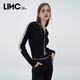 Jin Yujie City 100% cotton long-sleeved knitted cardigan for women's short spring and autumn hooded pure cotton shirt underneath S223SW693 Laiser Black M is suitable for 100 Jin [Jin equals 0.5 kg] or less
