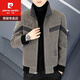 Pierre Cardin Spring and Autumn Woolen Jacket Men's Gold Mink Velvet Stand Collar Jacket Winter New Thick Casual Short Woolen Coat Men's Khaki High Quality XL 130-150