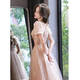 Seidler French evening dress 2025 new temperament light luxury niche high-end banquet host Bel Canto solo singer female light nude pink long style L (recommended 106-115 Jin Jin equals 0.5 kg)