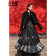 Danzhuna Horse Falda Falda completa Otoño Nuevo vestido chino Diario para el trabajo Versión modificada Versión Long Skirt Traje para mujeres 2679 Black Top + Red Horse Falda M