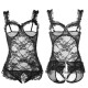 Luoying sexy lingerie sexy lace open crotch transparent jumpsuit temptation set 7861 black