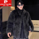 皮尔卡丹（pierre cardin）皮草皮男装男士外套加厚仿狐狸貂皮大衣冬季新款皮毛一体大衣 黑色 2XL