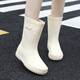 DG/DU Nuevas botas de lluvia japonesas para mujeres adultas que usan botas de lluvia no deslizantes de tubo lindos zapatos de goma impermeables al estudiante 540 [moda japonesa sin deslizamiento] beige 36