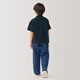 MUJI Camisa de manga corta con cuello abierto de fácil secado para niños grandes CB1LFA4A Dark Navy 140/68A